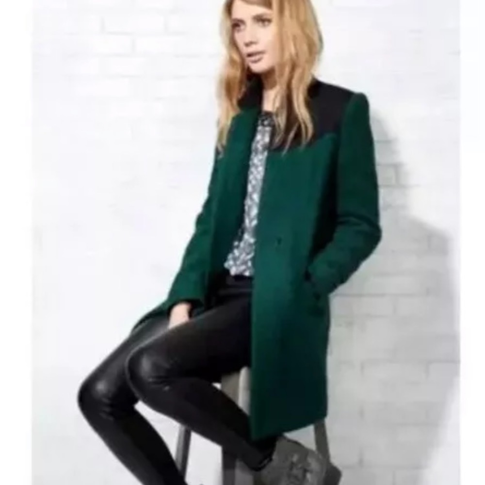 Kennth Cole green and black wool coat SZ 6
